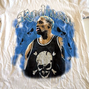 T-shirt RODMAN Apparel Dennis Rodman The Worm bianca taglia L Large Bulls NBA EUC - Foto 1 di 6