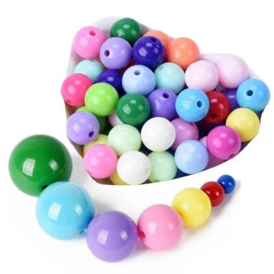 Round Acrylic Plastic Loose Beads lot 6mm 8mm 10mm 12mm 14mm 16mm 18mm 20mm - Image 1 of 4