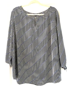 Talbots 2x blau marineblau gestreift Bluse Top Schlüsselloch vorne 52 Zoll Brustweite - Bild 1 von 9