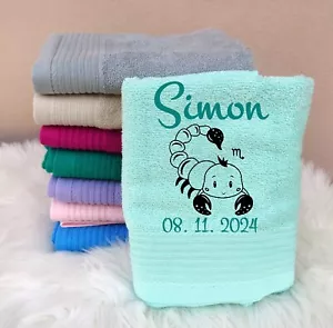 Kinderhandtuch Sternzeichen Name bestickt Horoskop Handtuch personalisiert towel - Bild 1 von 40