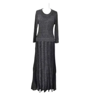 Sandro Paris Black Silver Sparkle Full Length Dress Women's XS - Picture 1 of 13
