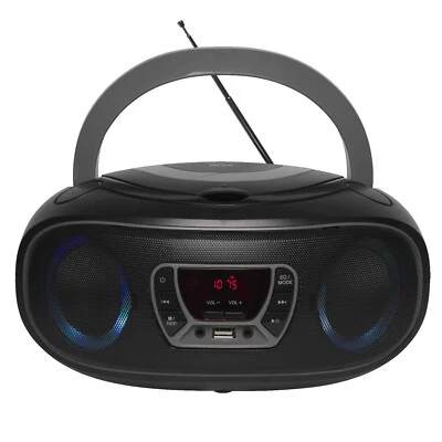 DENVER TCL-212BT GRAU TRAGBARES CD-RADIO FM USB AUX BLUETOOTH LED LICHTEFFEKT  - Bild 1 von 4