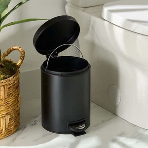 1.3 Gallon Metal Bathroom Waste Basket Trash Can Soft Close Wastebaskets Bin - Picture 1 of 5