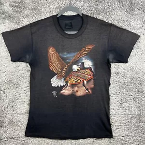 Vintage Harley Davidson 3D Emblem Shirt Weißkopfseeadler Large 1986 Roanoke *LESEN* - Bild 1 von 15