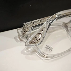 Chrom Stil Brille Herzen Symbol Version Metall Spleißen Unisex Klar Silber - Bild 1 von 11