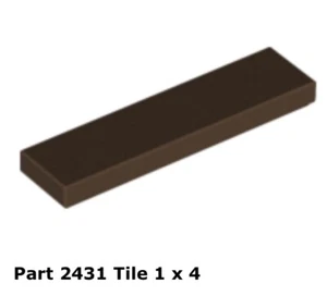 Lego 1x 2431 Dark Brown Tile 1 x 4 - Picture 1 of 1