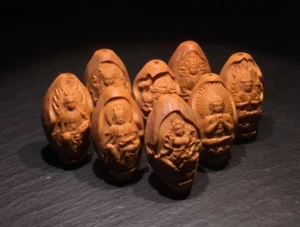 Chinese Natural Olive Dentoliva Carved Bead Buddhism Eight Guardian Gods Bracele - Picture 1 of 8