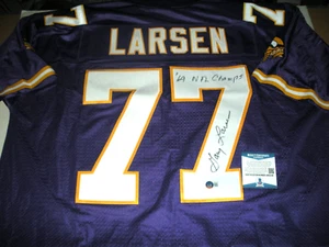 GARY LARSEN MINNESOTA VIKES BECKETT/COA SIGNED OFFICIAL LICENSED PROLINE JERSEY - Picture 1 of 2