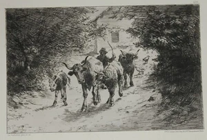 Eau forte Félix De Vulefroy (1841-1916) Souvenir du Morvan Cadart 1877 signiert - Bild 1 von 3