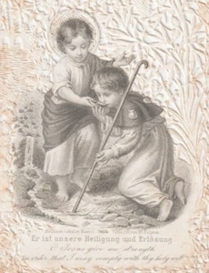 1870-90s Victorian Bouasse Lebel Childlike Jesus Canivet Paper Lace Prayer Card - Picture 1 of 5