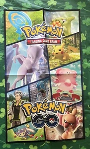 POKEMON GO PROMO FOLDED POSTER 14” X 24” 2022 PIKACHU MEWTWO Promotional TCG - Picture 1 of 2