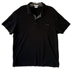 CALVIN KLEIN Liquid Cotton Mens Size L Black Collared  Gray Trim Polo Shirt Logo