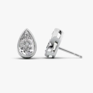 18k White Gold Pear Cut Diamond Women Earring Lab Grown  2.00 Ct IGI Certified - Picture 1 of 11
