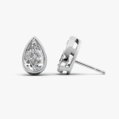 18k White Gold Pear Cut Diamond Women Earring Lab Grown  2.00 Ct IGI Certified - Image 1 of 4