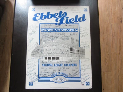 Hall of Famers Stars Multi Autograph Ebbits Field Poster Sandy Koufax Losada PSA - Image 1 of 4