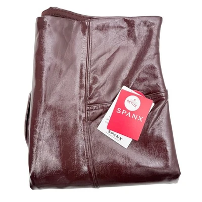 SPANX Faux Patent Leather Leggings Size Petite Medium in Ruby 20301Q NEW - Image 1 of 4