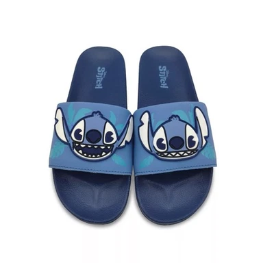 Lilo & Stitch Slides Boys Or Girls Size 11/12 Blue Face Sandals Disney — 第 1/4 张图片
