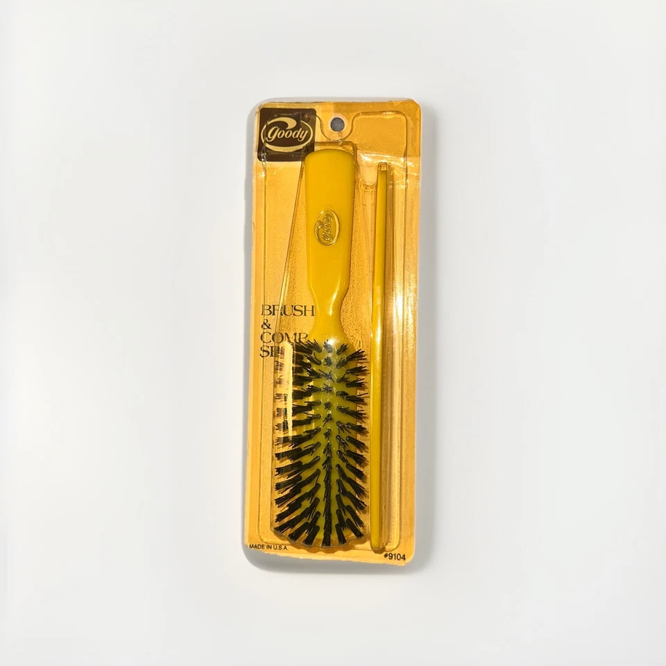 Juego de cepillos y peines vintage Goody 9104 amarillo NOS 1982 cepillo de peinado redondo Foto 1 de 4