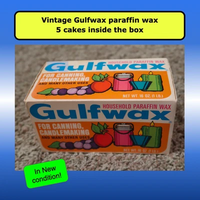 🟧  NOS Vintage box of 5 cakes 1 lb Gulfwax paraffin wax canning candle making - Image 1 of 4