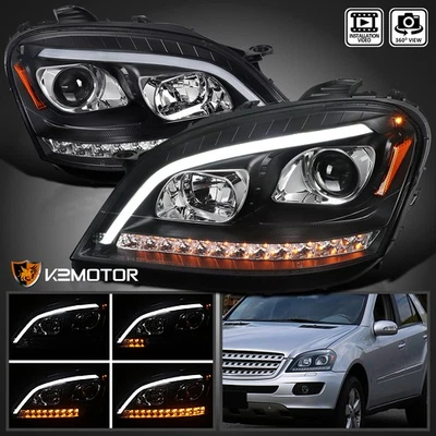 Fits 2006-2008 Mercedes Benz W164 ML350/500 Black Projector Headlight LED Signal - Image 1 of 4