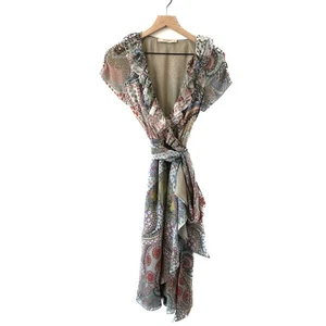 ETRO Silk Paisley Ruffle Wrap Dress Size IT 42 / US 6 - Picture 1 of 12