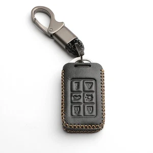 Key Fob Leather Bag Cover Case Black For Volvo XC60 V60 S60 XC70 V40 6 Buttons - Picture 1 of 6
