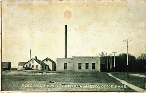 Electric Power Plant & Creamery Clyde Kansas Postcard 1910 - Picture 1 of 2