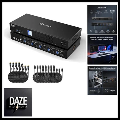 DisplayPort HDMI USB 3.0 KVM Swtich -Prime, 4K@60Hz 4 PC 3 Monitor KVM Umscha... - Bild 1 von 4