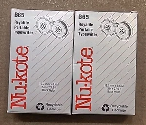NU-KOTE B65 Typewriter Ribbon Cassette Royalite Portable Royal 550 OEM Set of 2 - Picture 1 of 3