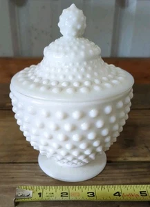 Vintage Fenton 7" Milk Glass Hobnail Covered Candy Jar/Dish #3980 - Picture 1 of 7