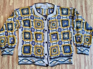 Cárdigan Suéter Peruvian Connection Crochet Granny Cuadrado Algodón Pima Talla S - Imagen 1 de 8