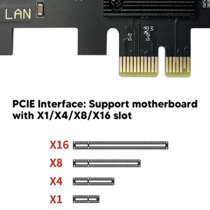 PCIe Network Card 10/100/1000/2500Mbps Gold Plated Pin Gigabit Ethernet Card NEW - Afbeelding 1 van 12