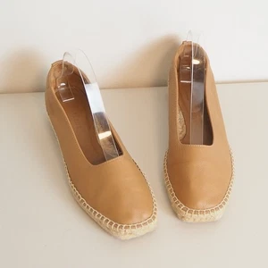 Everlane The Espadrille Leder-Slipper eckige Zehenpartie hellbraun Damengröße 8 - Bild 1 von 11