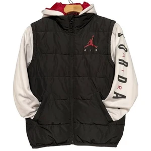 Nike Boys Size M Black White Air Jordan Jumpman Hybrid Quilted Vest Jacket - Picture 1 of 7