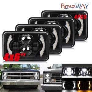 DOT 4PCS 4x6" inch LED Headlights Hi/Lo DRL Fit Chevy C10 Pickup truck 1980-1986 - Picture 1 of 15