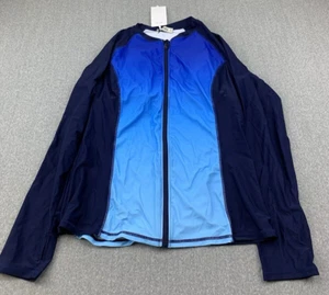 Grace Karin Ombre Rashguard Long Sleeve Swimsuit Top Women Size XL Front Zip - Picture 1 of 19