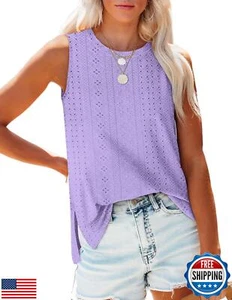 Summer Tank Tops for Women Loose Fit Casual Basic Sleeveless Summer Tops Purp - Picture 1 of 5