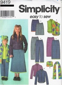 Pattern Simplicity Sewing Boy Girl Pants Skirt Jacket Vest Sz 3-6 OOP - Picture 1 of 1