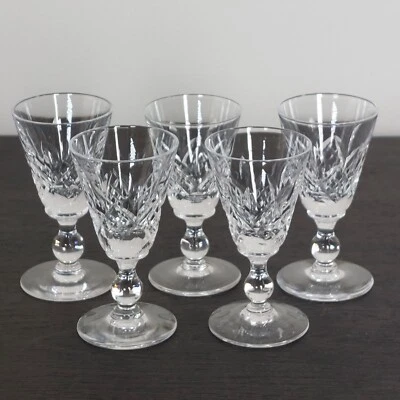 Stuart Crystal Canterbury Shot Glass x5 Stemmed Liqueur 25ml 8cm Height Signed - Image 1 of 4