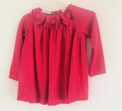 First Impressions Girls Toddler Long Sleeve Bows On The Neck Dress Size 12M - Image 1 of 4