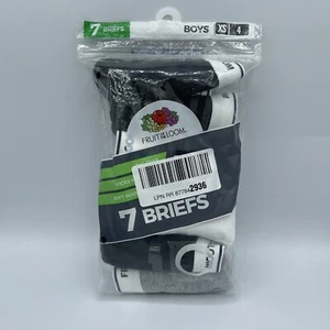 Fruit of the Loom Boys Tag Free Cotton Briefs Black White Gray Size XS 7PK NEW - Picture 1 of 6
