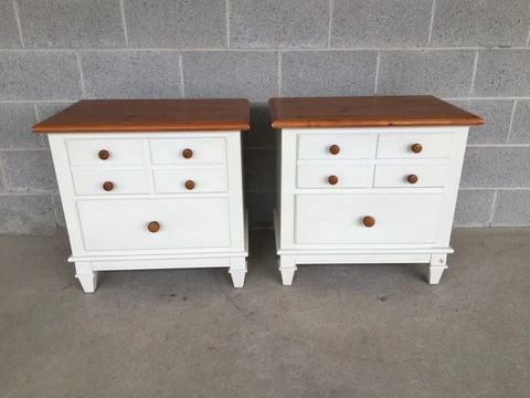 CONTEMPORARY COUNTRY FRENCH STYLE PINE TOP NIGHTSTANDS - A PAIR Cover