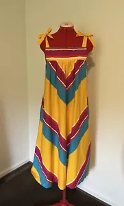 Vintage 70s/80s Dress Chevron multi color Size M Neiman Marcus - Picture 1 of 7