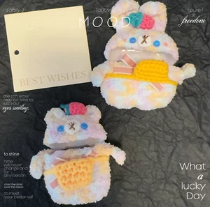 Handmade Plush Bunny AirPods Case Cute Protective Cover for AirPods 1&2/Pro GIFT - Foto 1 di 8