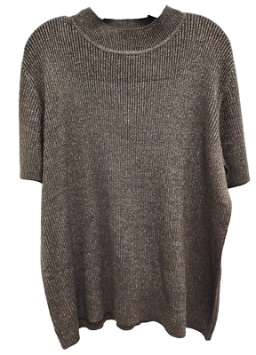 Suéter para mujer Susan Graver 1X dorado metálico cuello falso manga corta minimalista Foto 1 de 4