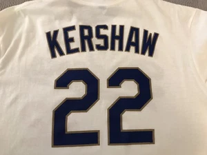 NEW Clayton Kershaw LA Dodgers World Championship SGA JERSEY T-SHIRT XL - Picture 1 of 12