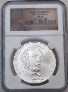 2009 P Lincoln Bicentennial Silver Dollar NGC MS69 Blast White Luster, PQ #Q50 - Picture 1 of 4