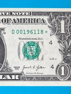 1961 January 8 : D 00196118 * BIRTHDAY Star Note $1 One Dollar Bill *UNC* - Picture 1 of 3