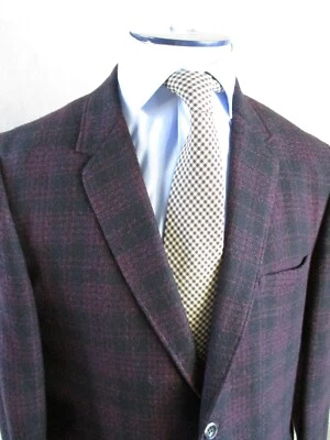 Chaqueta blazer Sears vintage años 60 negro rojo lana a cuadros tweed doble ventilación 42S Foto 1 de 4
