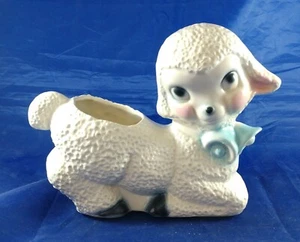 Vintage Baby Lamb Sheep Planter Blue Bells  - Baby Farm Country Decor, 7.25x6 - Picture 1 of 6